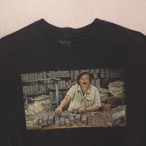 DGK Pablo Escobar Short Sleeve Graphic Crew Neck Shirt Mens Size Large L Black